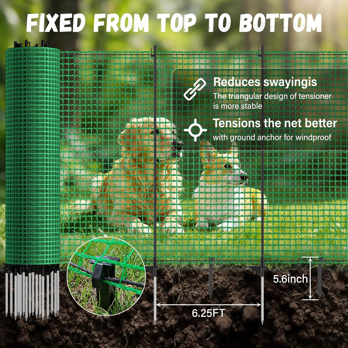 ACTREY windbreak rope keeps lines taut for stability.