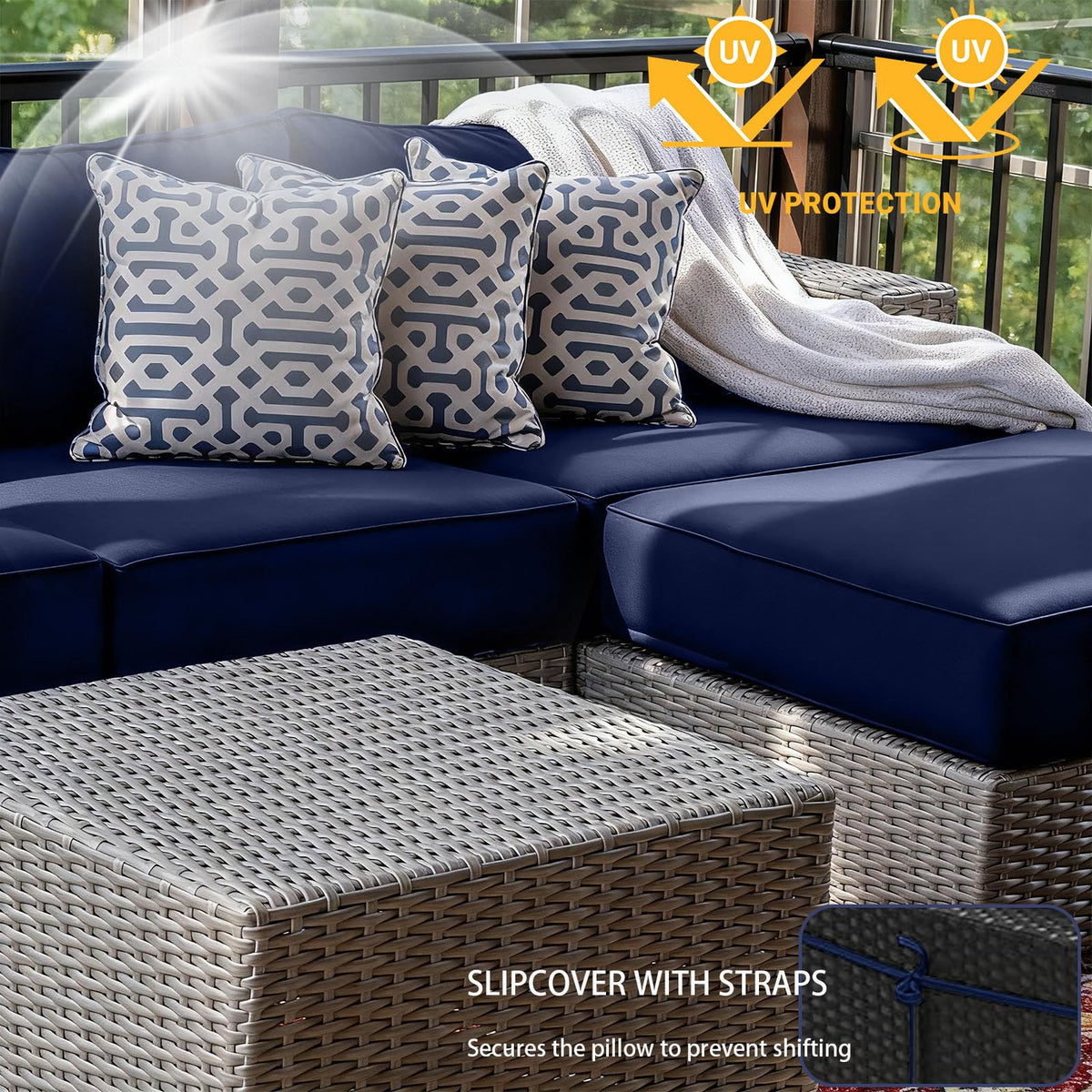 Actualaction anti-slip cover with silicone points prevents slipping on patio chairs