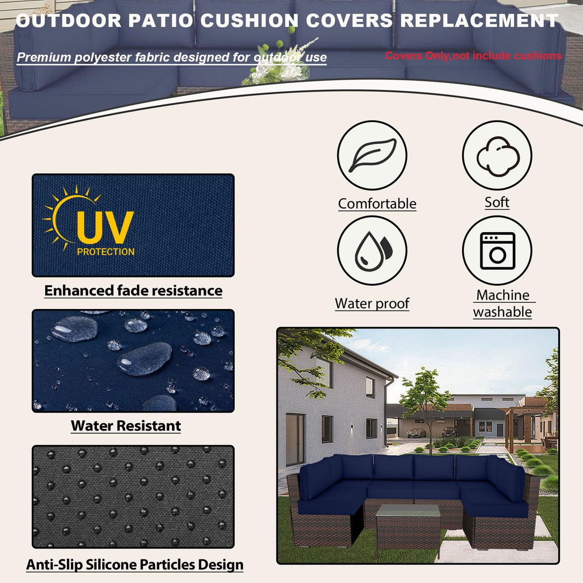 Actualaction navy backrest small cover shields compact cushions from weather
