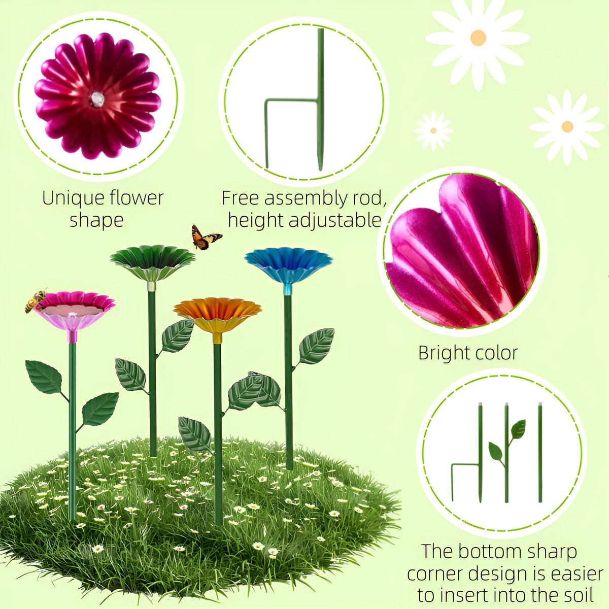 ACUDUDOMA bee watering station blue flower cup enhances outdoor decor while feeding pollinators