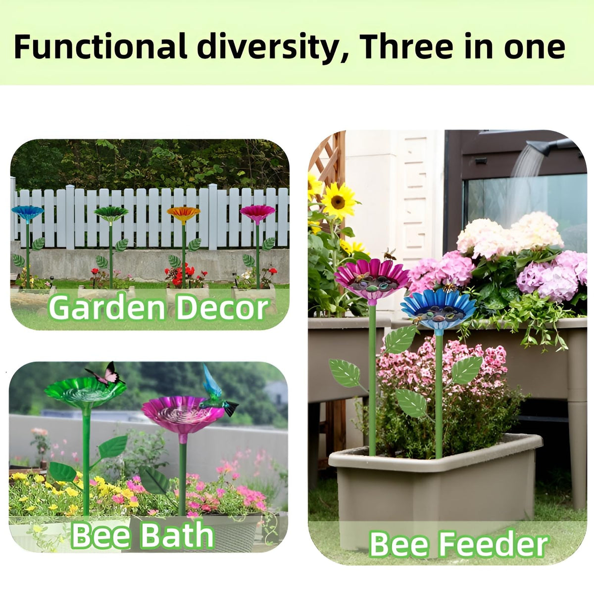 ACUDUDOMA bee watering station green flower cup supports garden biodiversity