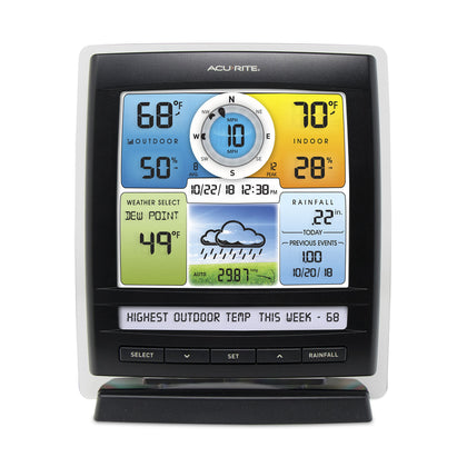 AcuRite 06016 front view display shows at-a-glance weather data and forecast