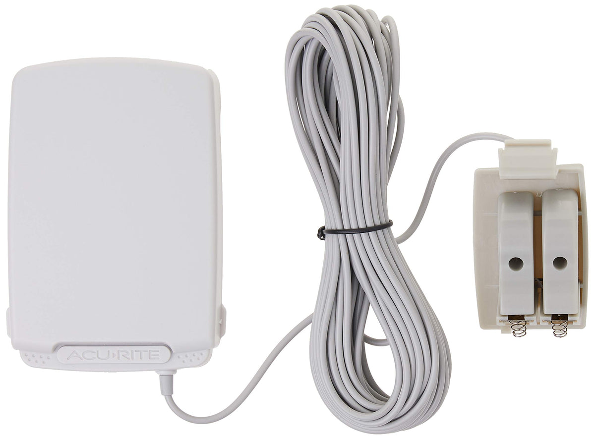 AcuRite Iris 06052M remote battery pack front view with a 30-foot cable for easy placement.