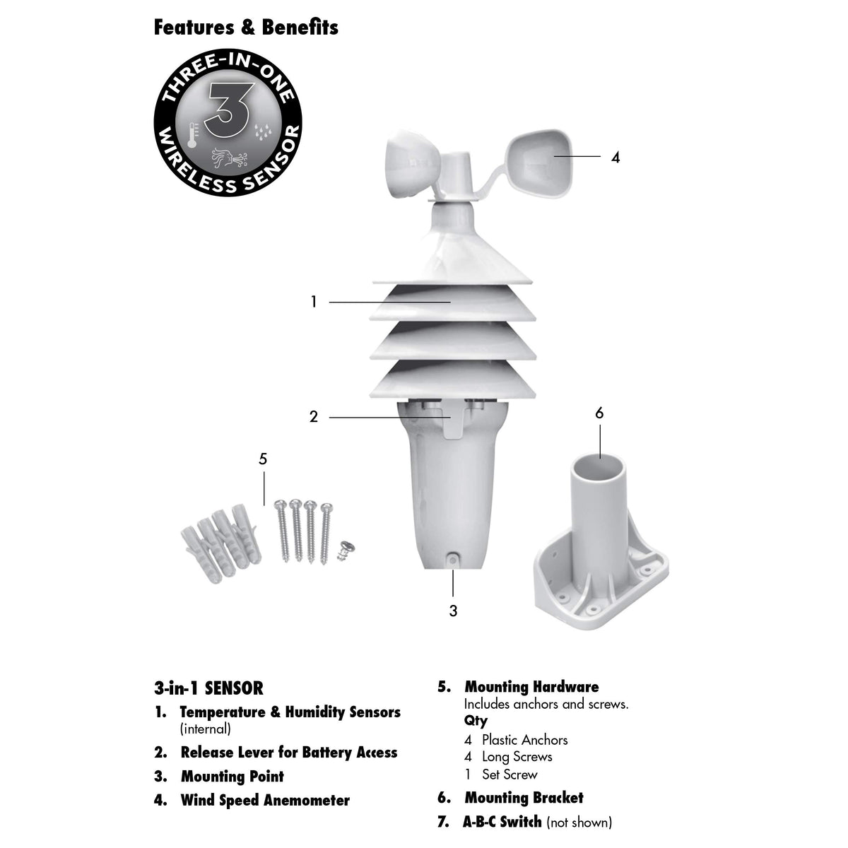 AcuRite Notos 3N1TXC mounting hardware included for easy outdoor setup.