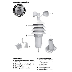 AcuRite Notos 3N1TXC mounting hardware included for easy outdoor setup.
