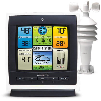 AcuRite Notos weather station display shows real-time indoor and outdoor readings at a glance.
