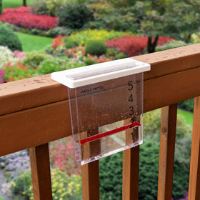 AcuRite Waterfall Rain Gauge with a floating red marker for easy visibility.