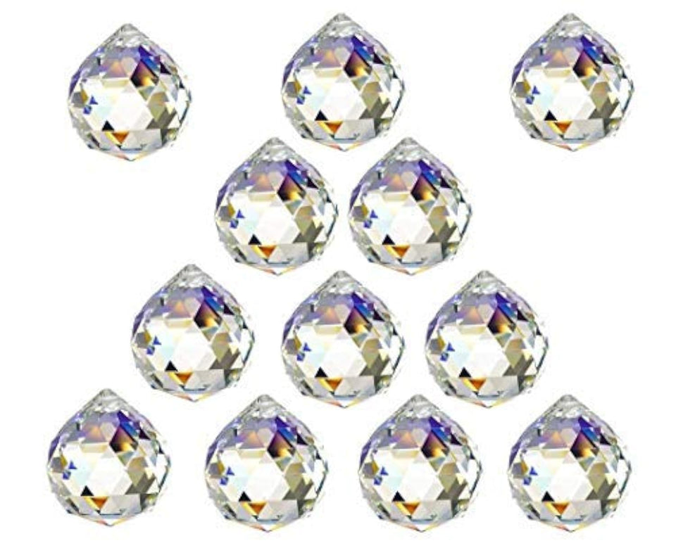 Acuteye 12-piece crystal ball prisms catch sunlight to cast colorful rainbows