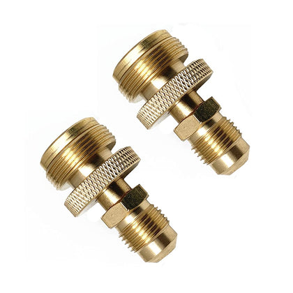 Acxico 3/8 flare to 1lb adapter close-up for secure gas connections.