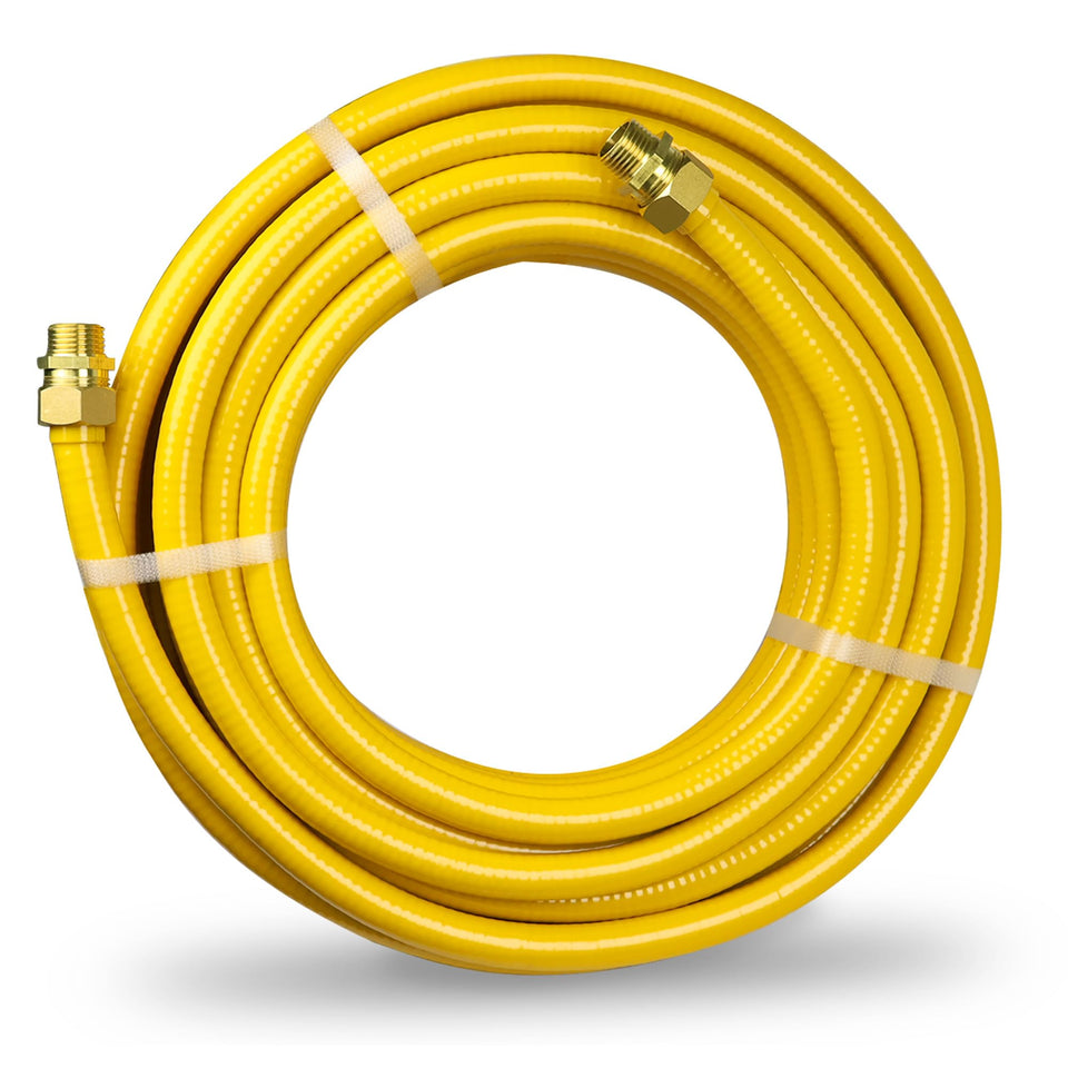 Acyoyava 40ft half-inch CSST gas line connectors closeup showing secure fittings