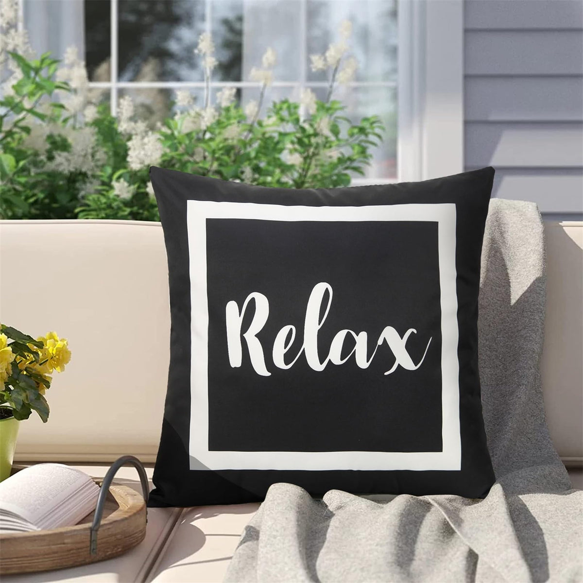 Adabana waterproof pillow cover resists stains for garden and balcony seating.