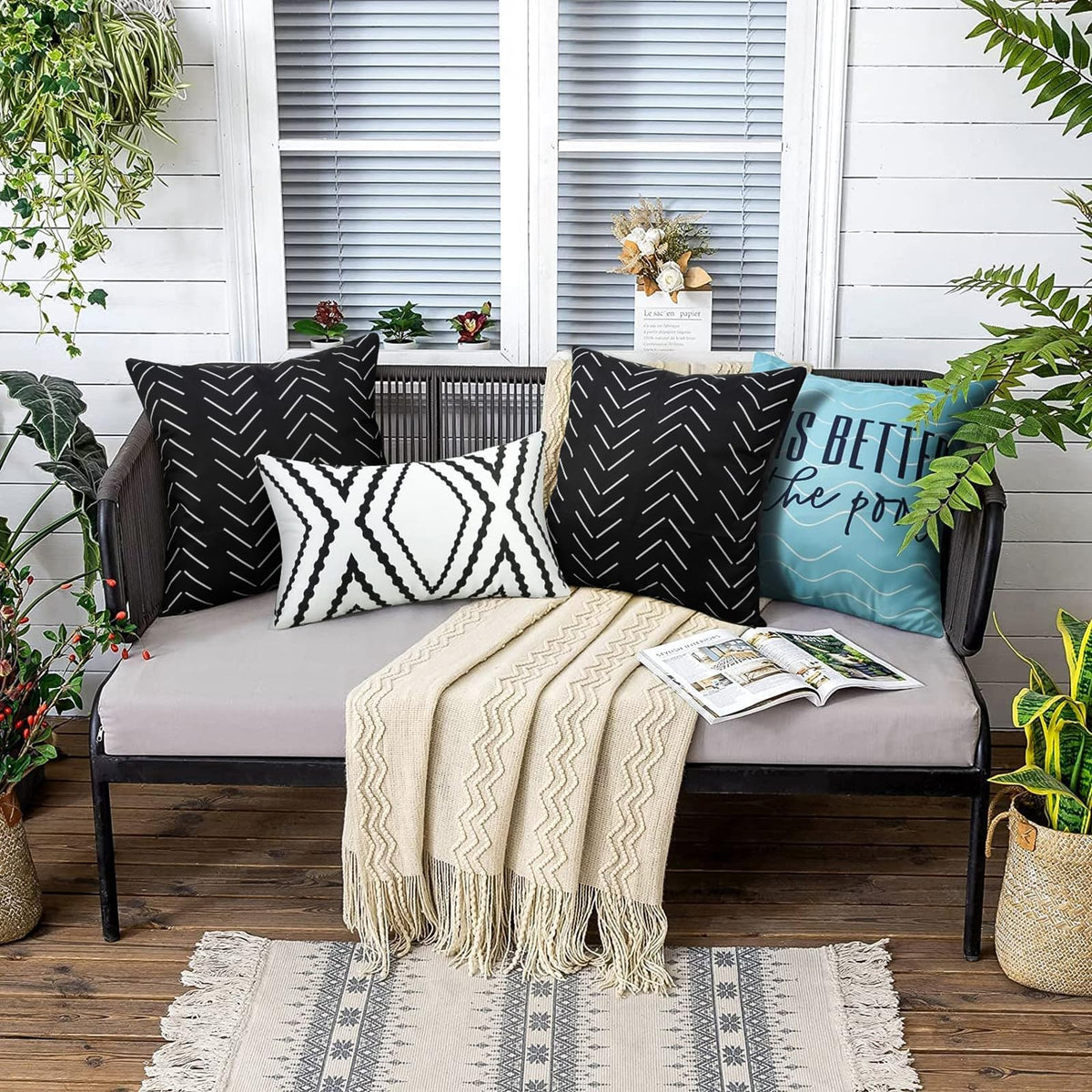 Adabana patio garden decor pillow cover suits balcony and yard.
