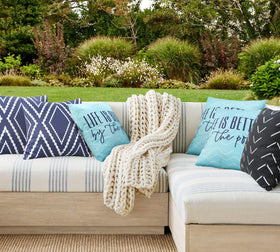 Adabana polyester fabric pillow cover resists stains and moisture.