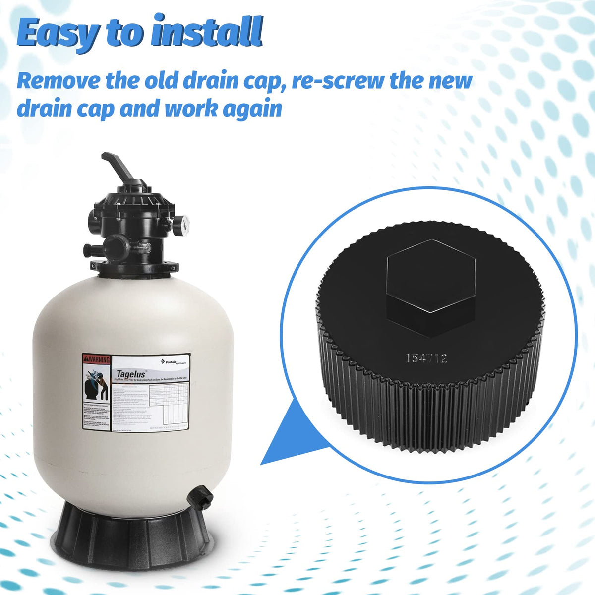 Adabuing 154712 drain cap with gasket for Sd80 top mount filters