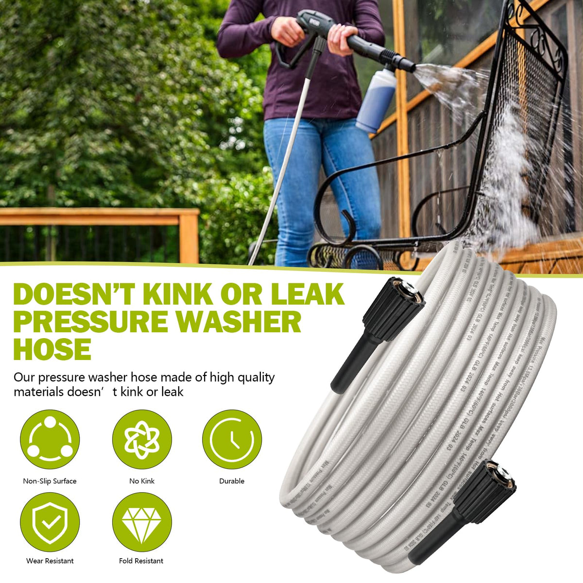 Adabuing easy-install hose fits Ryobi electric pressure washers securely.