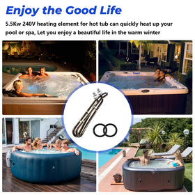 Adabuing spa and pool heating element enables efficient warm-up