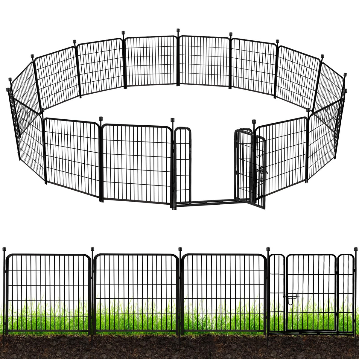 ADAVIN metal garden fence panel shows sturdy 36-inch height for durable yard borders.