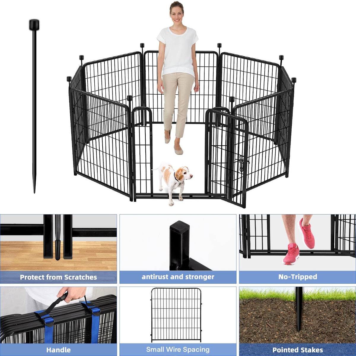 ADAVIN tall garden fence gate demonstrates easy access with a low entry design.