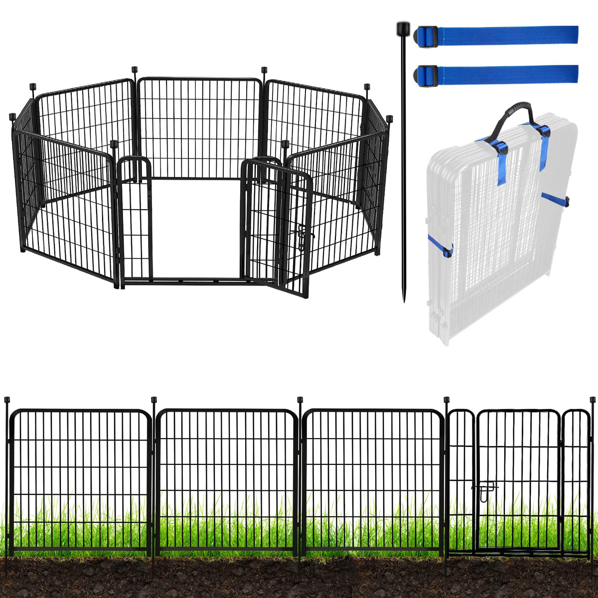 ADAVIN tall garden fence panel assembly showing sturdy construction for a customizable border.