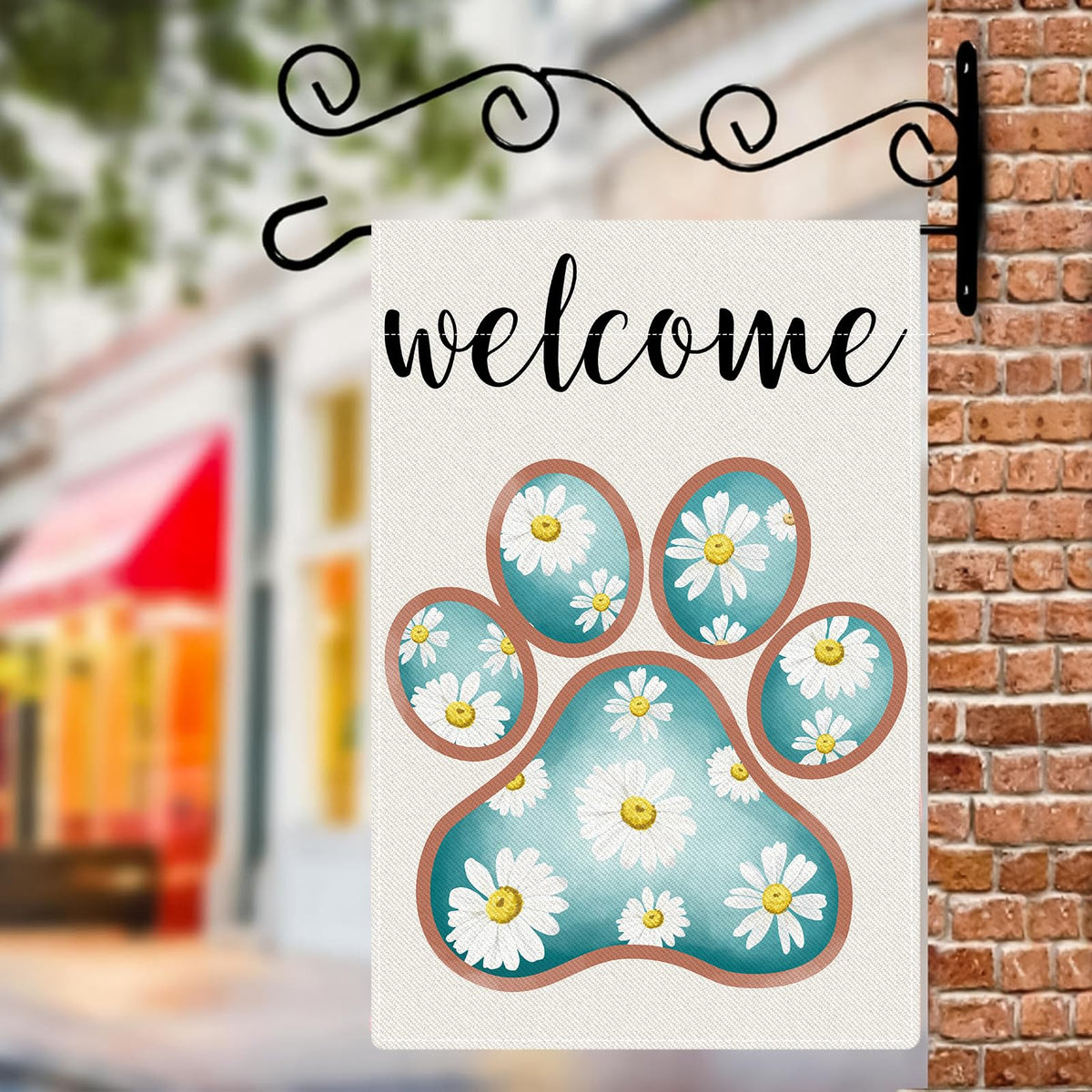 Adecortalk Vibrant dog paw and flower flag brightens patios and lawns.