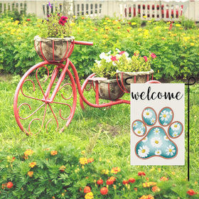 Adecortalk Welcome Spring flag creates inviting seasonal ambience outdoors.
