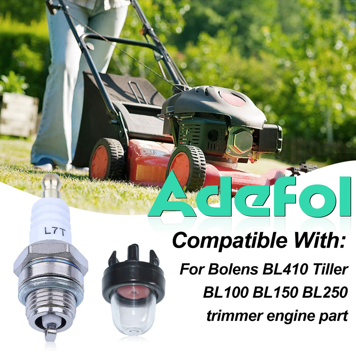 Adefol fuel filter for Bolens trimmers improves fuel flow and reliability.