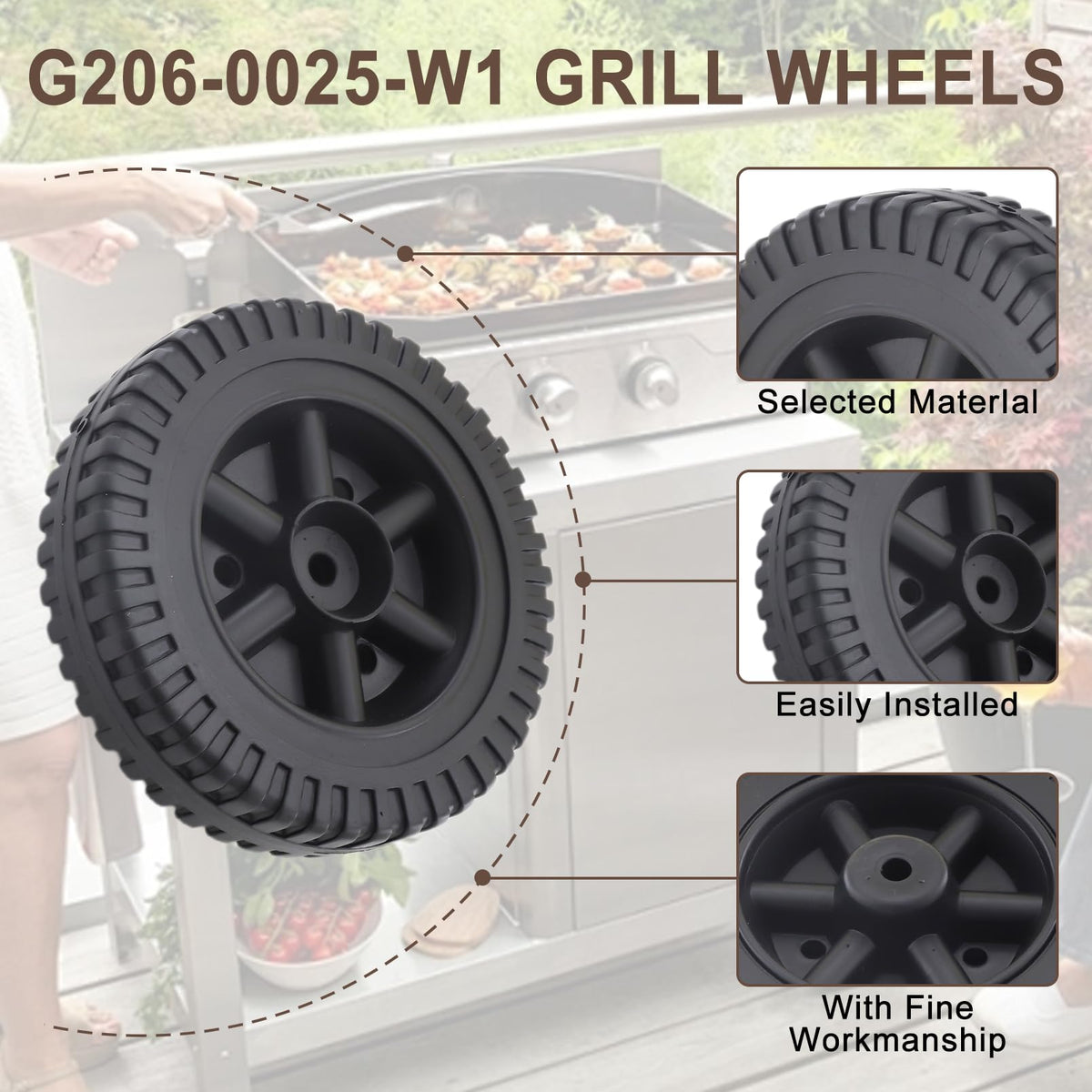 Adefol durable wheel with wear-resistant plastic body.