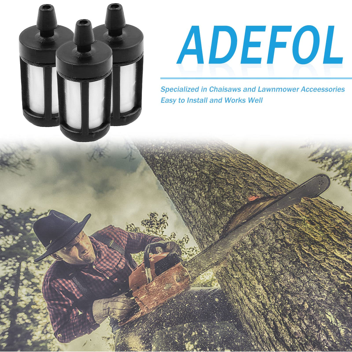 Adefol MS180 fuel filter pack protects the carburetor and extends runtime.