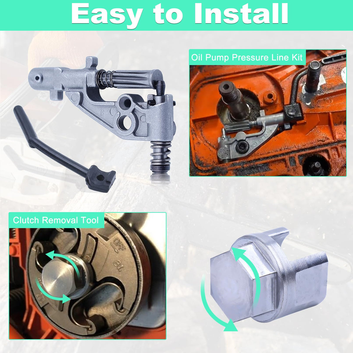 Adefol oil pressure line hose ensures consistent lubrication along the chain.