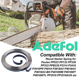 Adefol starter-spring for Poulan PP133 and PP033 replacement aids reliability.