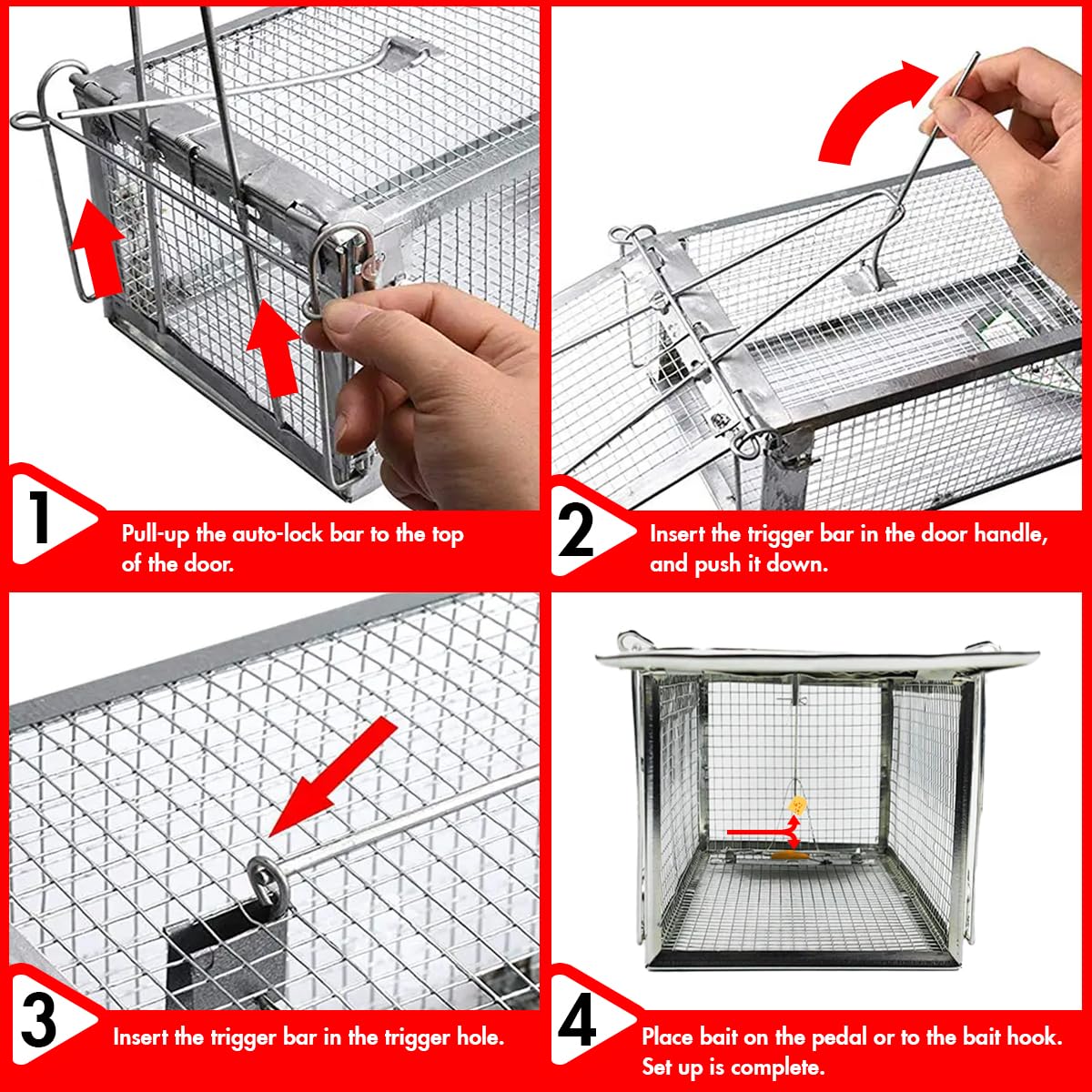 ADERFIA Squirrel Trap exterior cage shown for outdoor use and durable construction.