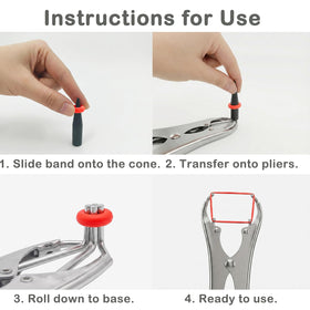 ADGYULB goat banding kit in-use image demonstrating one-person workflow on livestock.
