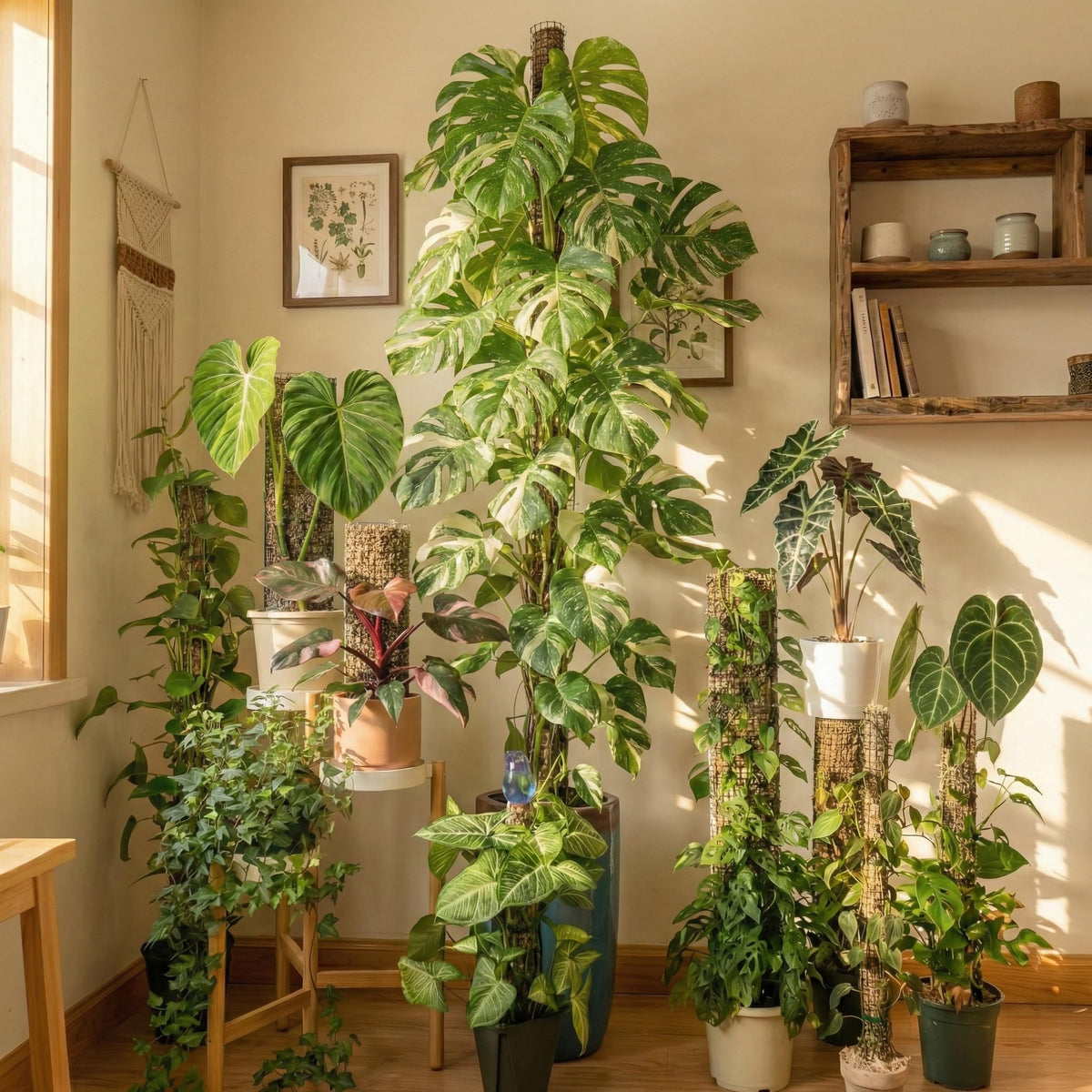 ADGYULB round moss pole 6ft aids tall vines like pothos and philodendron.