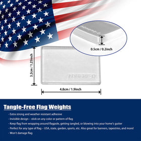 ADHERE-O transparent weights on flag stay discreet and tangle-free