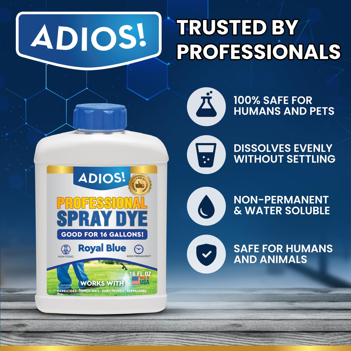 ADIOS! 16oz dye mixing in a bucket enables efficient batch preparation.