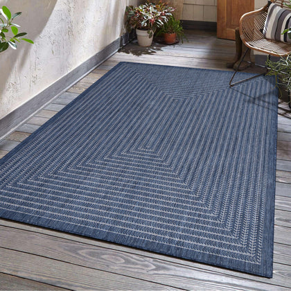 Adiva Rugs Yaban collection outdoor-indoor rug navy-weiss 5x7 for versatile spaces and easy upkeep.