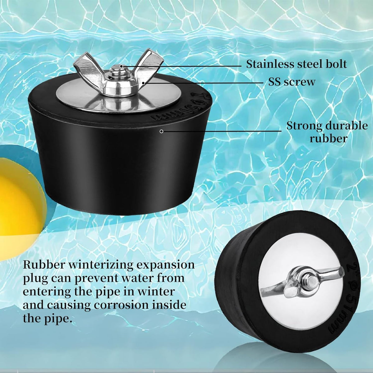 ADKUN rubber body close-up highlights flexible seal for winterization tasks.