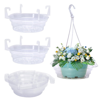 Adnee 12-inch hanging plant water catcher top view protects floors from drips.