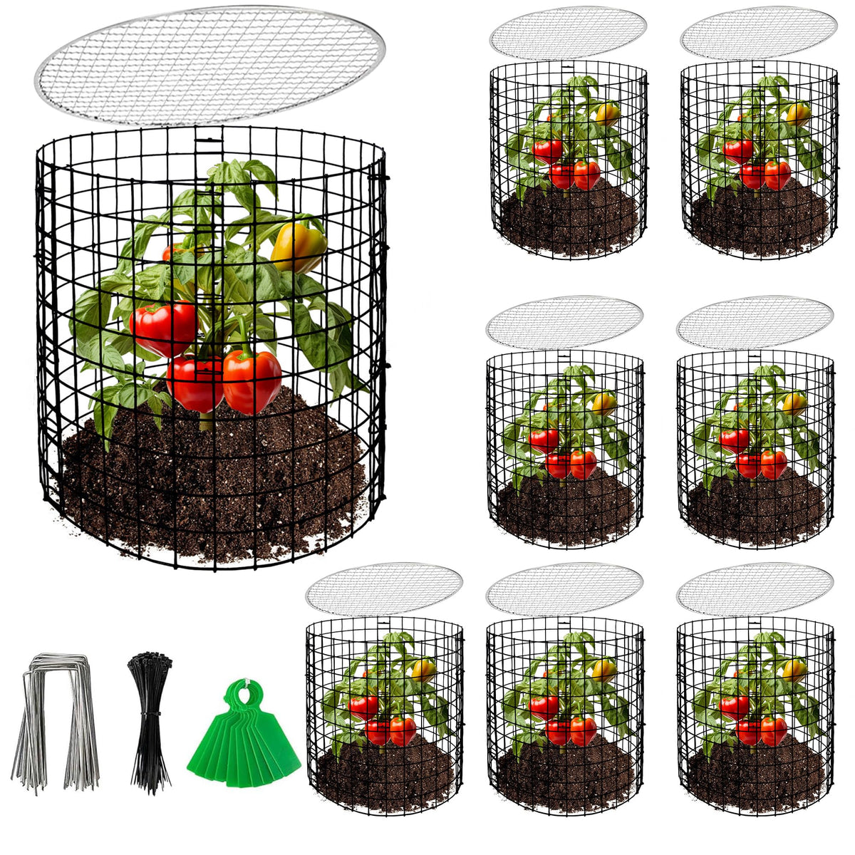 Adnee 8-pack wire plant protector ready for easy garden defense against critters.