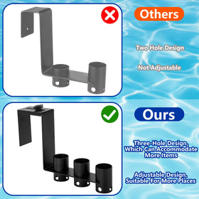 Adnee easy-install pool hooks hang on railing without tools.