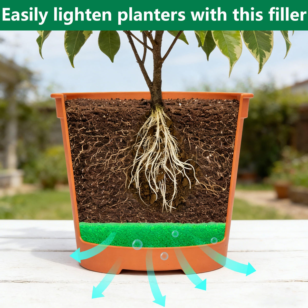 Adnee four-piece planter insert set provides reliable drainage and root protection.