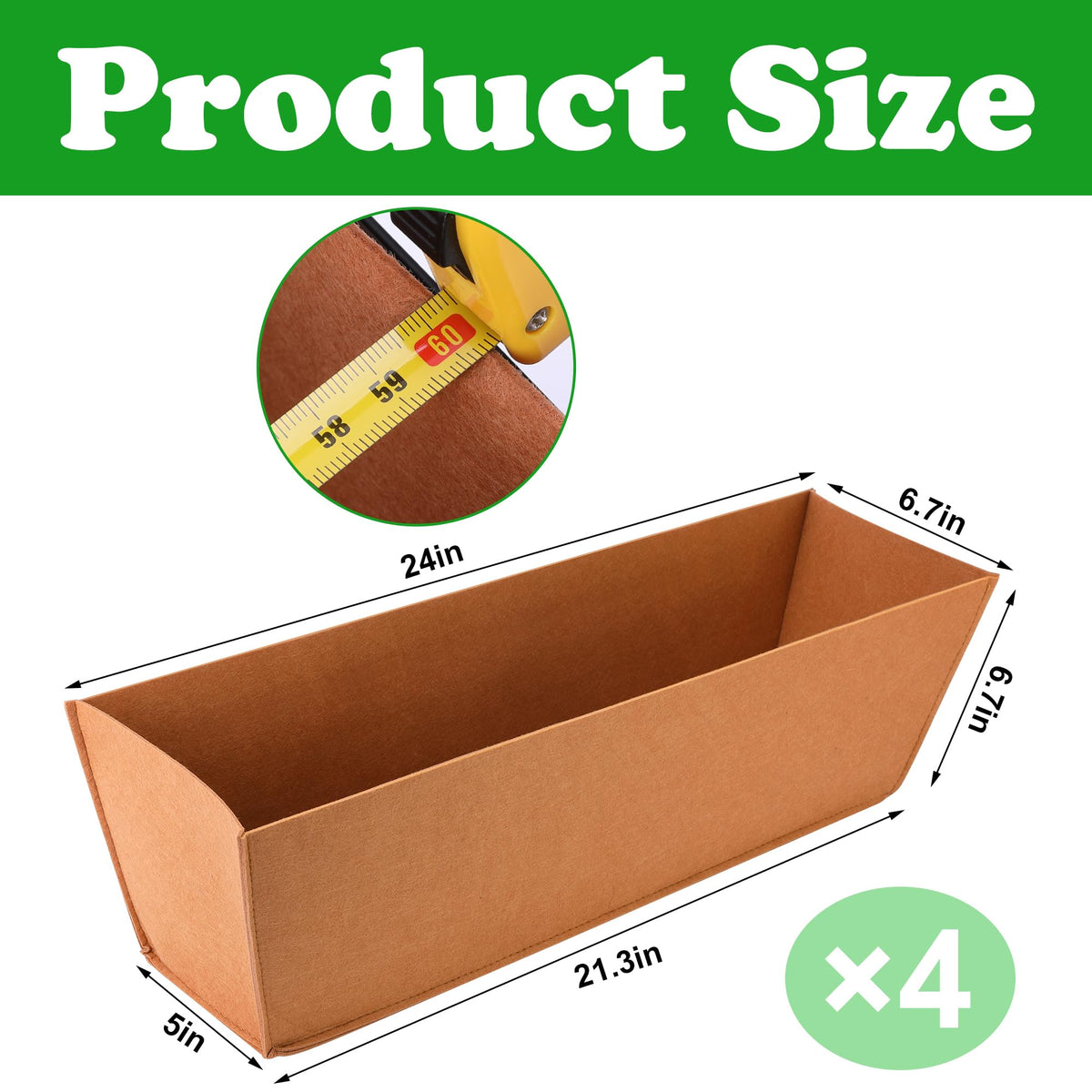 Adnee non-woven planter liner rectangle 4pcs supports plants with durable stitching