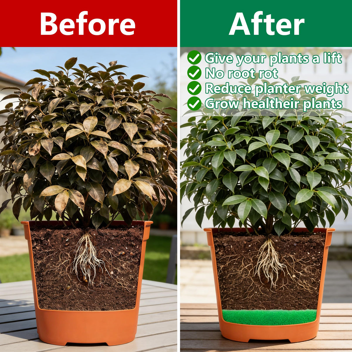 Adnee polyurethane filler supports root health by managing excess moisture.