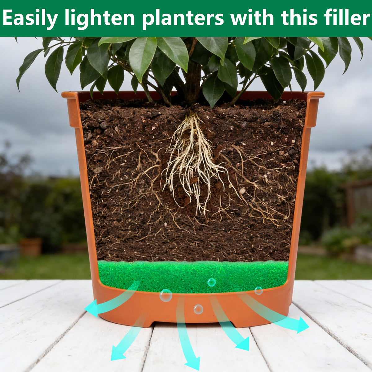 Adnee filler material is fade-resistant and eco-friendly for outdoors.