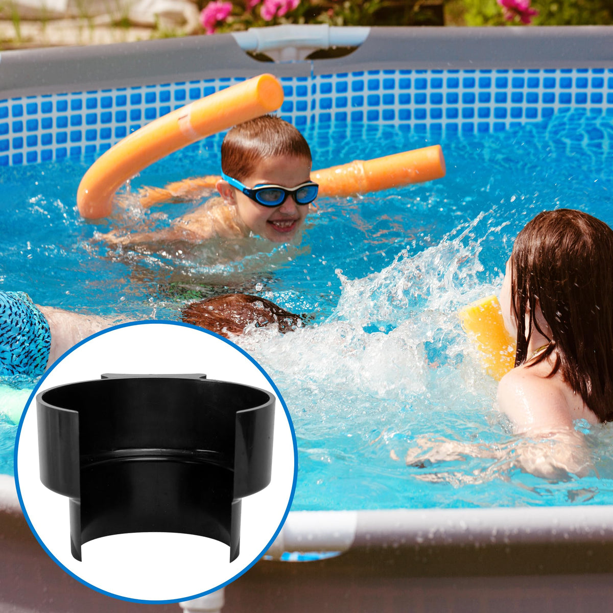 Adnee pool equipment support base keeps hoses stable in use