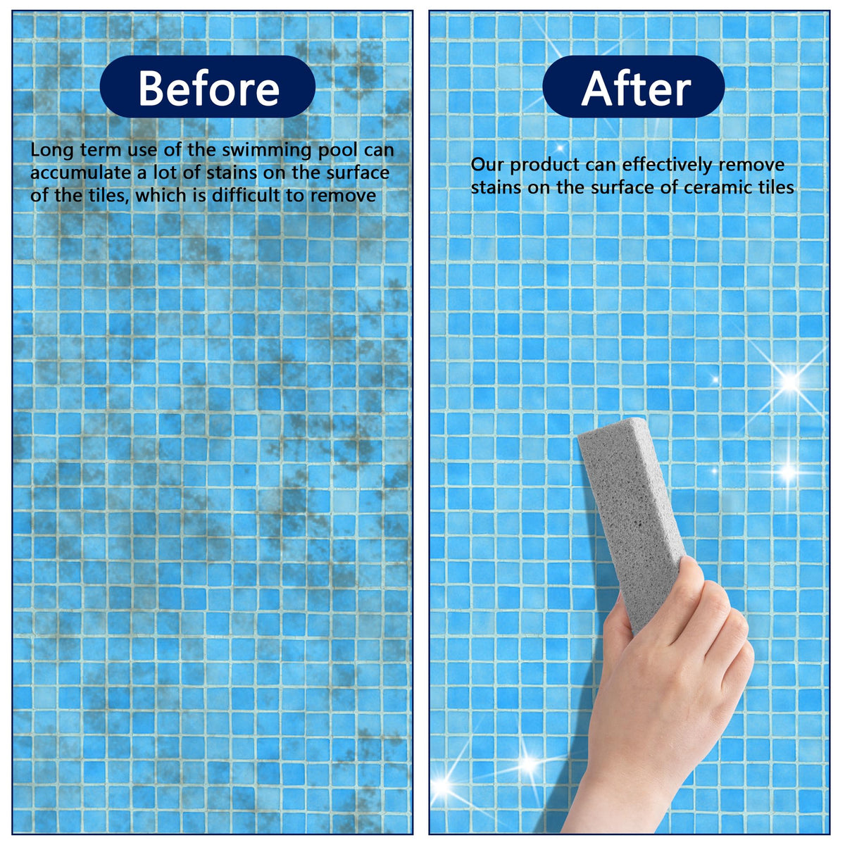 Adnee stones remove mineral buildup from pool tiles and grout