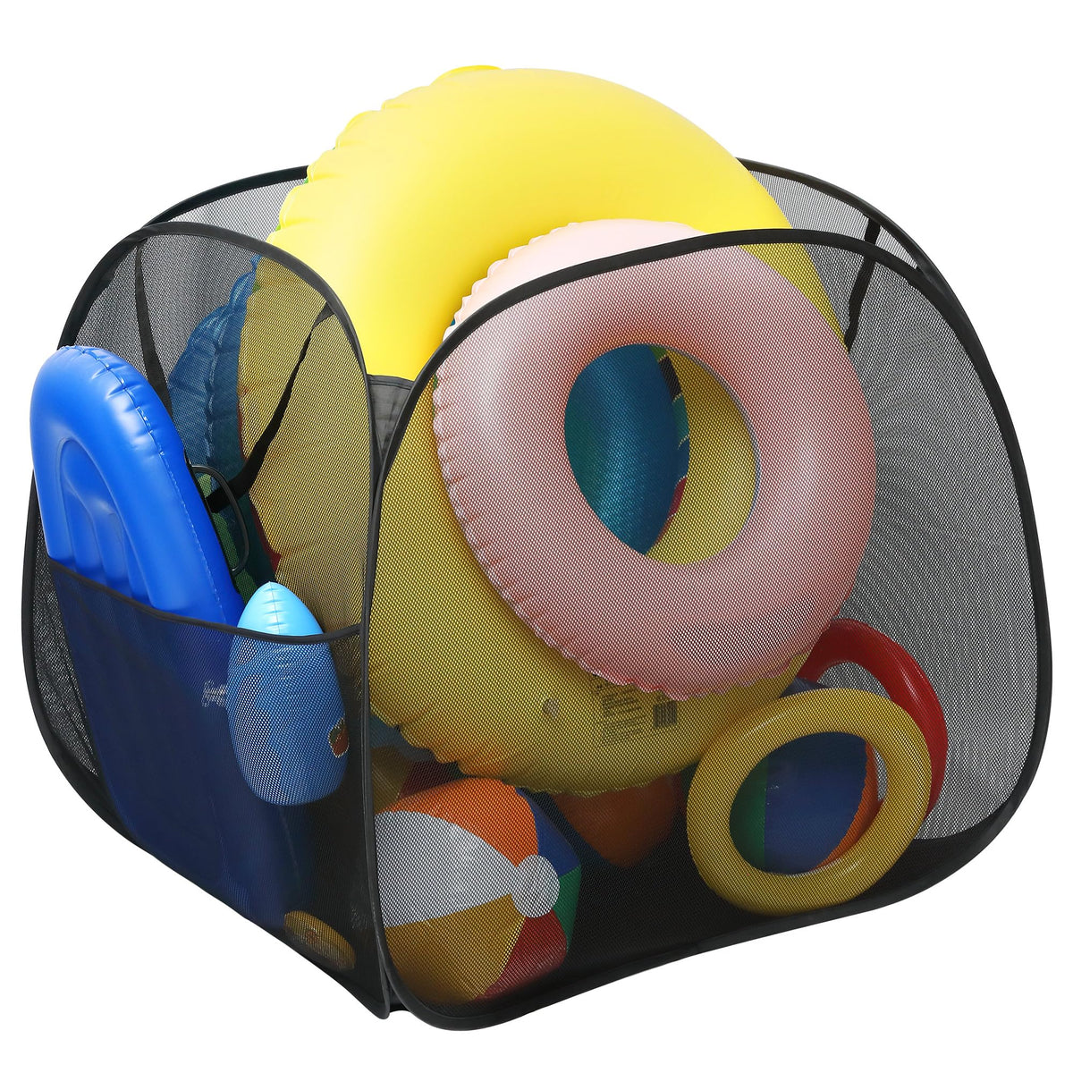 Adnee pool toy storage bin open front for easy access and quick drying.