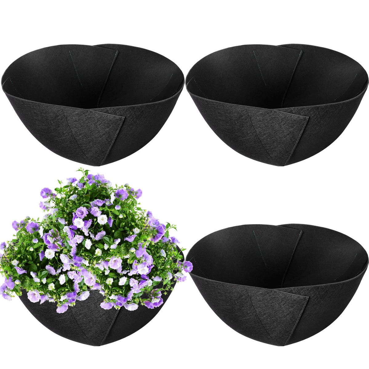 Adnee round felt planter liner 16-inch with moisture retention for healthy soil