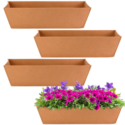 Adnee window box liner in brown felt for 24-inch boxes improves root moisture management