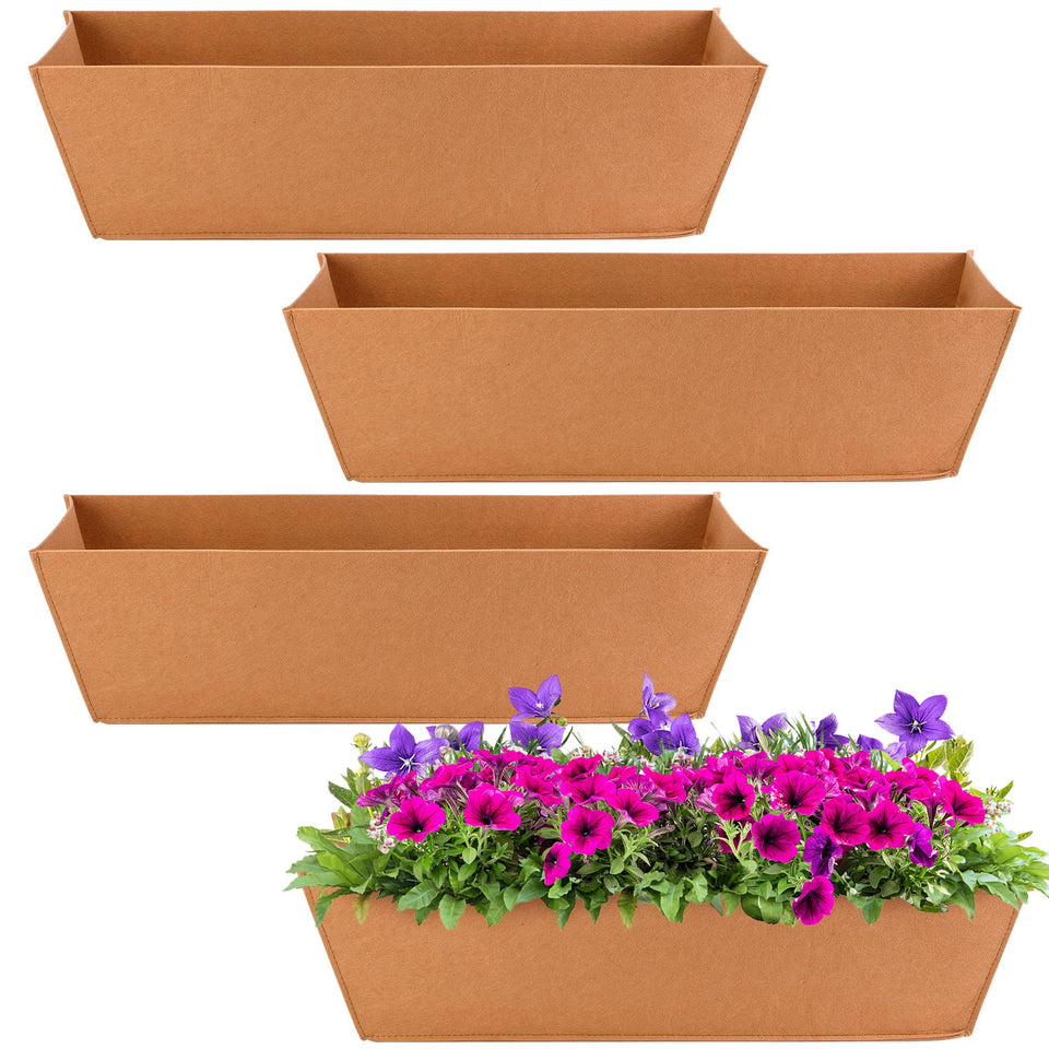 Adnee window box liner in brown felt for 24-inch boxes improves root moisture management